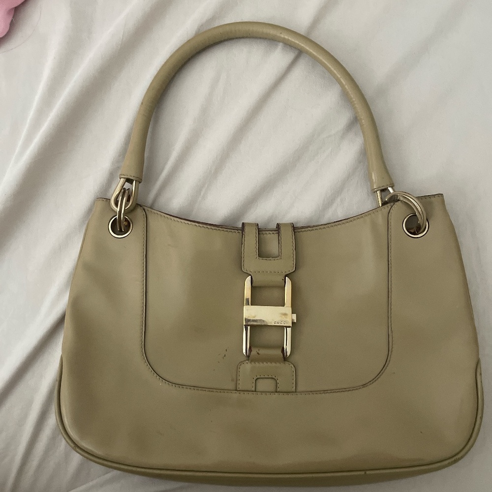 Vintage Gucci Jackie shoulder bag in tan